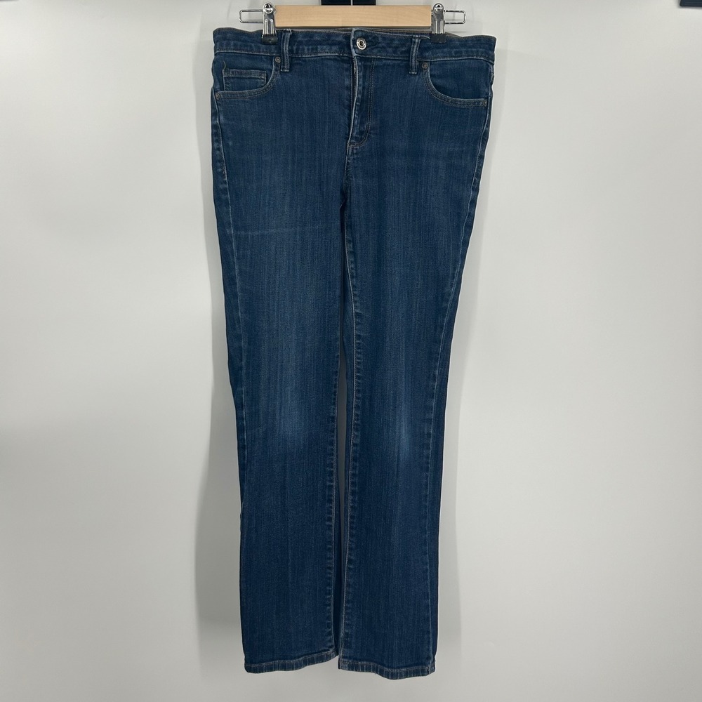 Liz Claiborne Classic Fit Straight Leg Jeans Womens 8P Blue Dark Wash Stretch